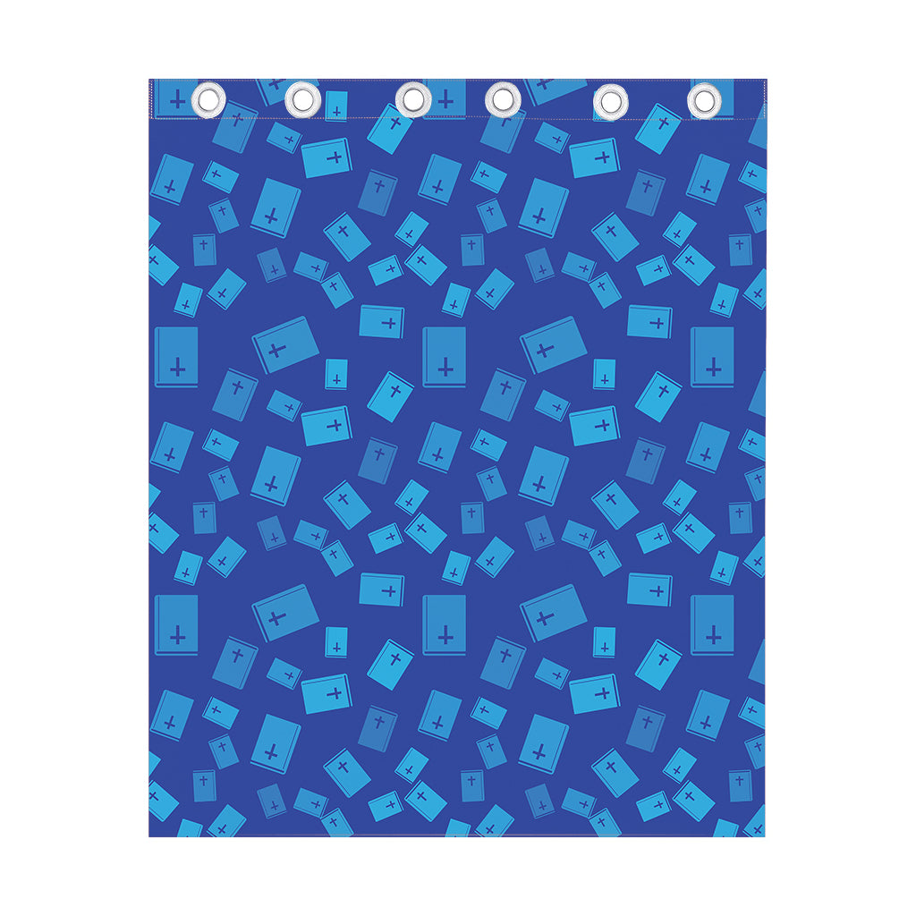 Blue Holy Bible Pattern Print Curtain