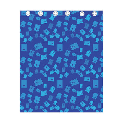 Blue Holy Bible Pattern Print Curtain