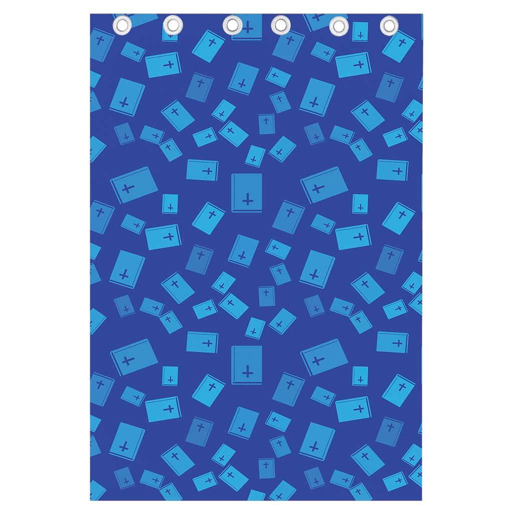 Blue Holy Bible Pattern Print Curtain