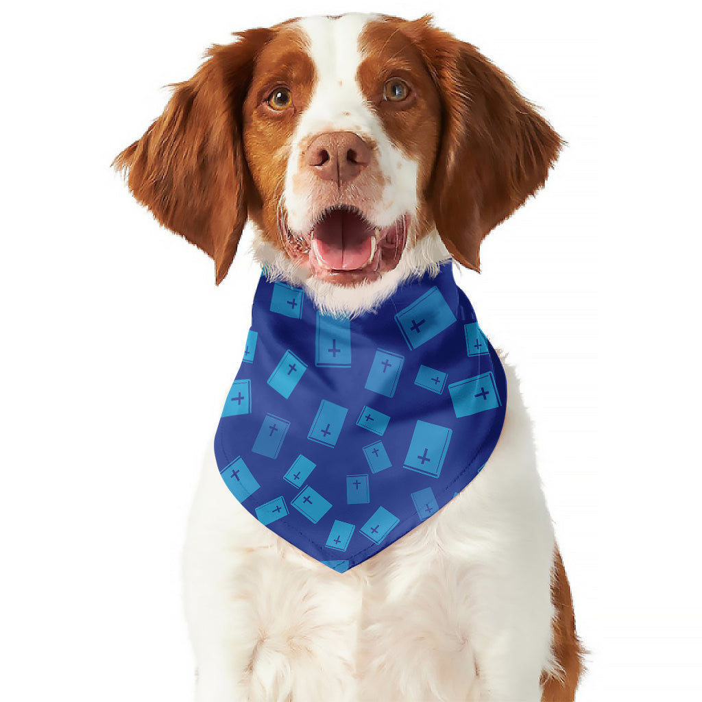 Blue Holy Bible Pattern Print Dog Bandana