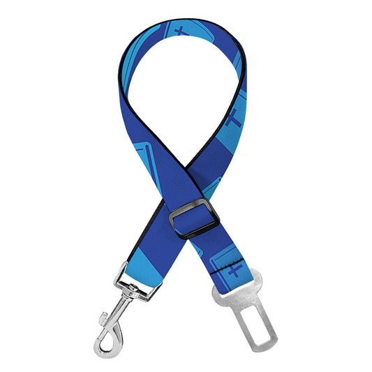 Blue Holy Bible Pattern Print Dog Seat Belt