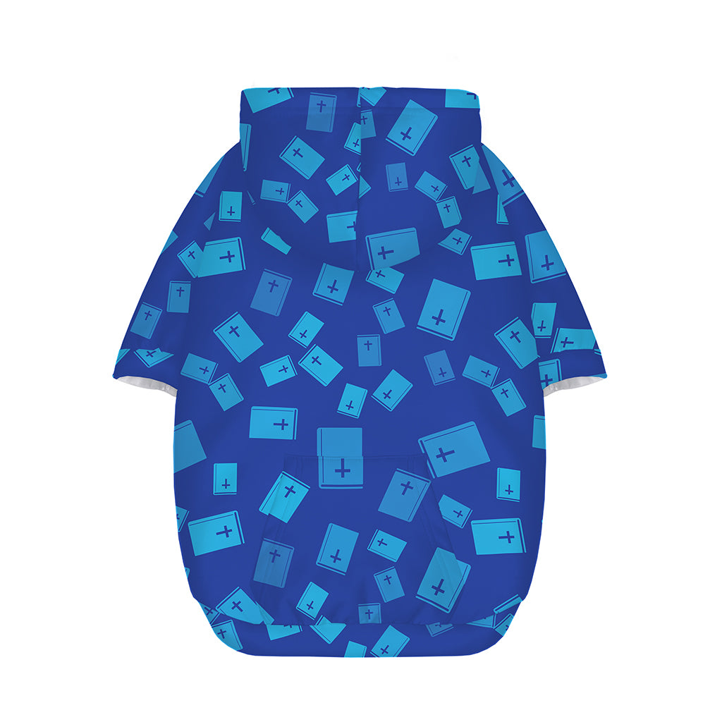 Blue Holy Bible Pattern Print Dog Zip Up Hoodie