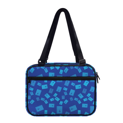 Blue Holy Bible Pattern Print Double Strap Bible Bag