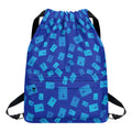 Blue Holy Bible Pattern Print Drawstring Backpack