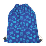Blue Holy Bible Pattern Print Drawstring Bag