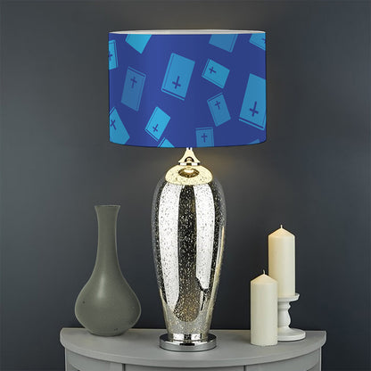 Blue Holy Bible Pattern Print Drum Lamp Shade