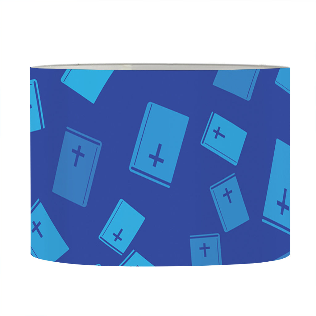 Blue Holy Bible Pattern Print Drum Lamp Shade