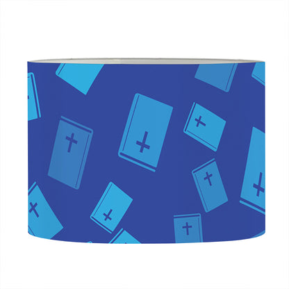 Blue Holy Bible Pattern Print Drum Lamp Shade