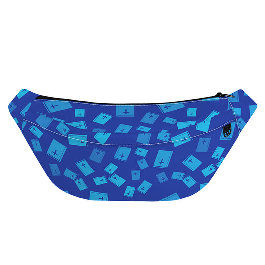 Blue Holy Bible Pattern Print Fanny Pack