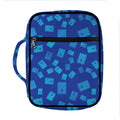 Blue Holy Bible Pattern Print Front Pocket Bible Bag