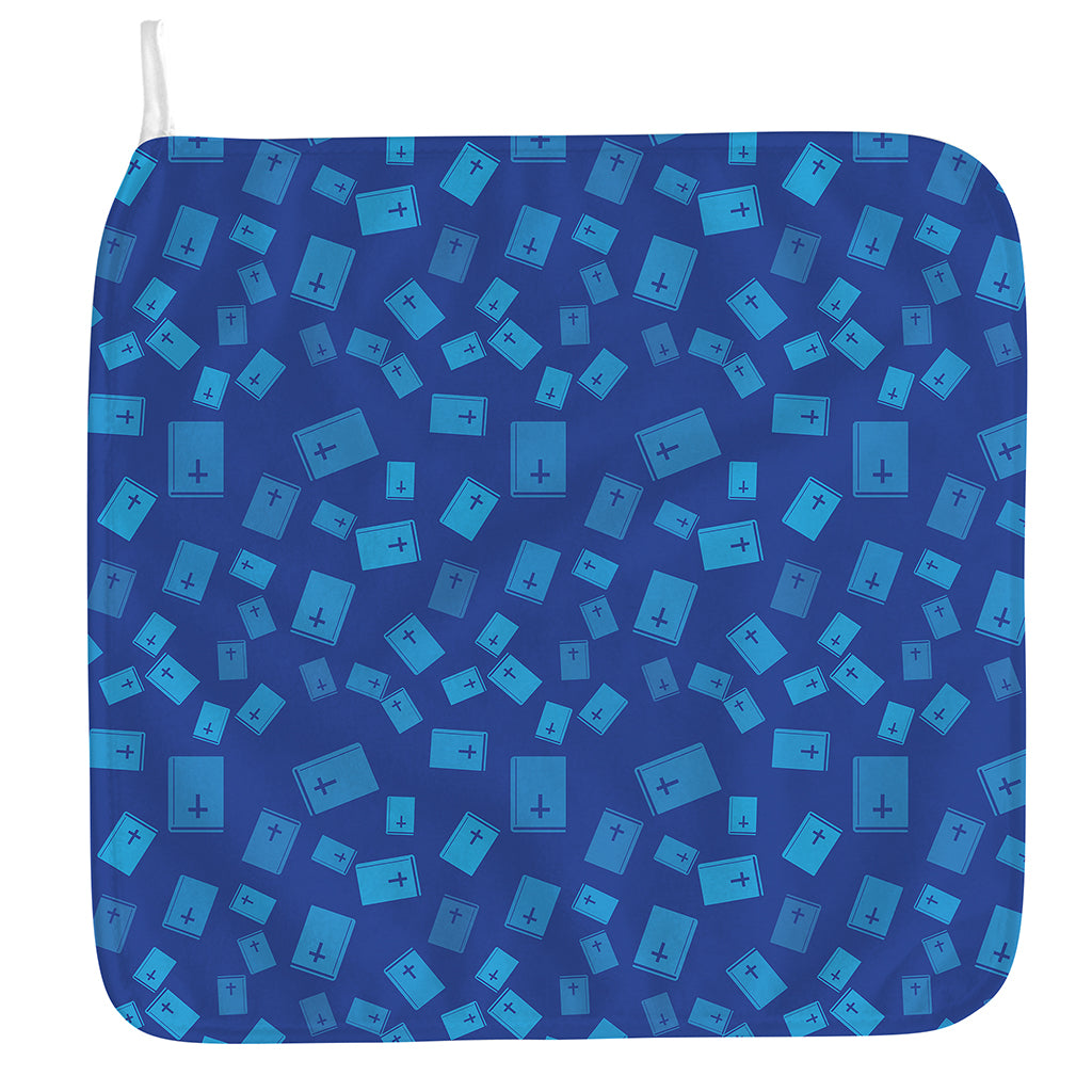Blue Holy Bible Pattern Print Hand Towel