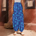 Blue Holy Bible Pattern Print Harem Pants