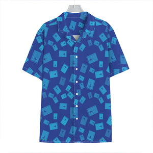 Blue Holy Bible Pattern Print Hawaiian Shirt