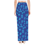 Blue Holy Bible Pattern Print High Slit Maxi Skirt