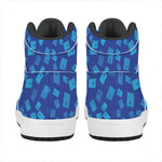 Blue Holy Bible Pattern Print High Top Leather Sneakers