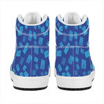 Blue Holy Bible Pattern Print High Top Leather Sneakers