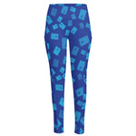 Blue Holy Bible Pattern Print High-Waisted Pocket Leggings