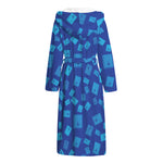 Blue Holy Bible Pattern Print Hooded Bathrobe