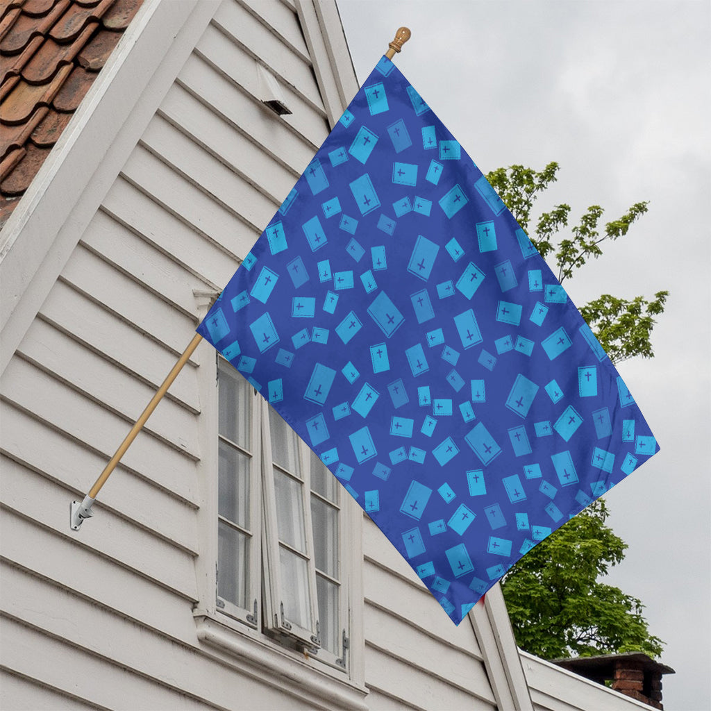 Blue Holy Bible Pattern Print House Flag