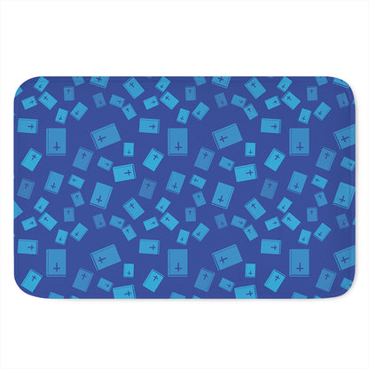 Blue Holy Bible Pattern Print Indoor Door Mat