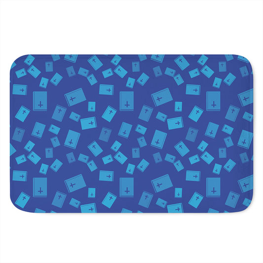 Blue Holy Bible Pattern Print Indoor Door Mat