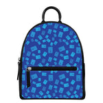Blue Holy Bible Pattern Print Leather Backpack