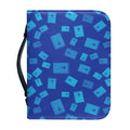 Blue Holy Bible Pattern Print Leather Bible Cover