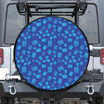 Blue Holy Bible Pattern Print Leather Spare Tire Cover