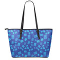 Blue Holy Bible Pattern Print Leather Tote Bag With Zipper