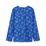 Blue Holy Bible Pattern Print Long Sleeve Short Coat