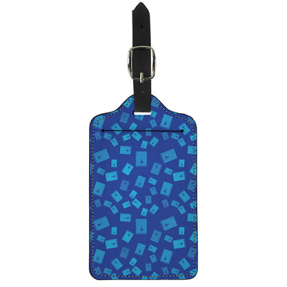 Blue Holy Bible Pattern Print Luggage Tag