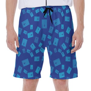 Blue Holy Bible Pattern Print Men's Beach Shorts