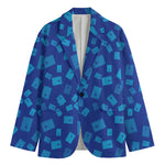 Blue Holy Bible Pattern Print Men's Blazer