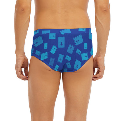 Blue Holy Bible Pattern Print Men's Briefs