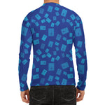 Blue Holy Bible Pattern Print Men's Long Sleeve Rash Guard