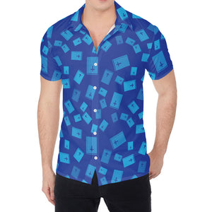 Blue Holy Bible Pattern Print Men's Shirt
