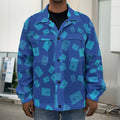 Blue Holy Bible Pattern Print Men's Shirt Jacket