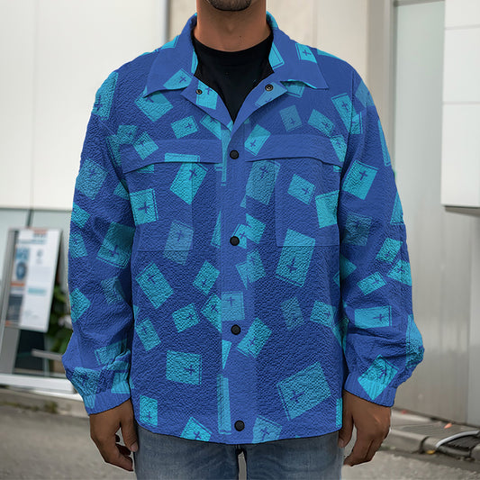Blue Holy Bible Pattern Print Men's Shirt Jacket
