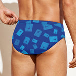 Blue Holy Bible Pattern Print Men's Swim Briefs