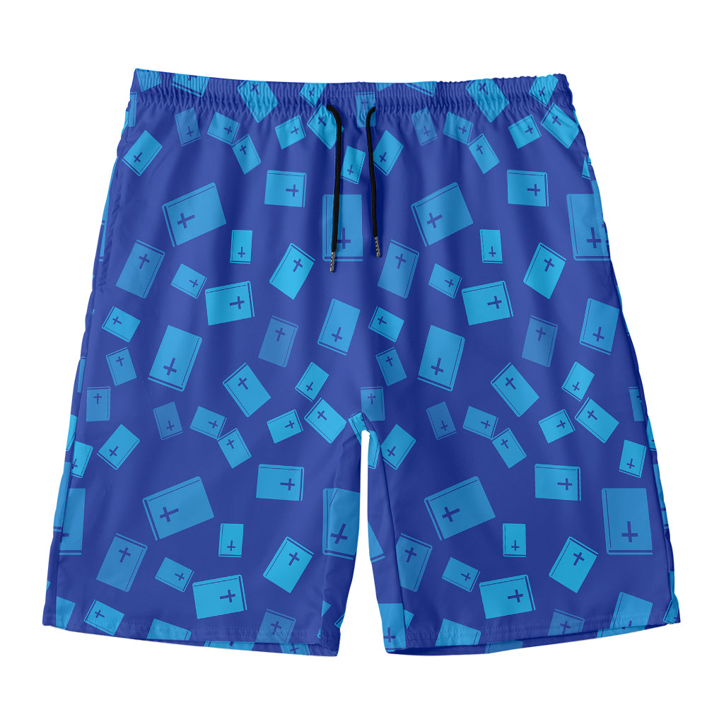 Blue Holy Bible Pattern Print Men's Swim Trunks