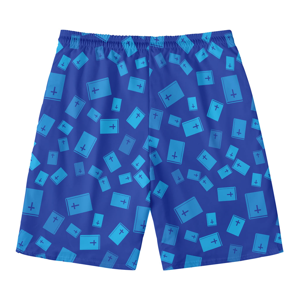 Blue Holy Bible Pattern Print Men's Swim Trunks
