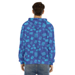 Blue Holy Bible Pattern Print Men's Velvet Pullover Hoodie