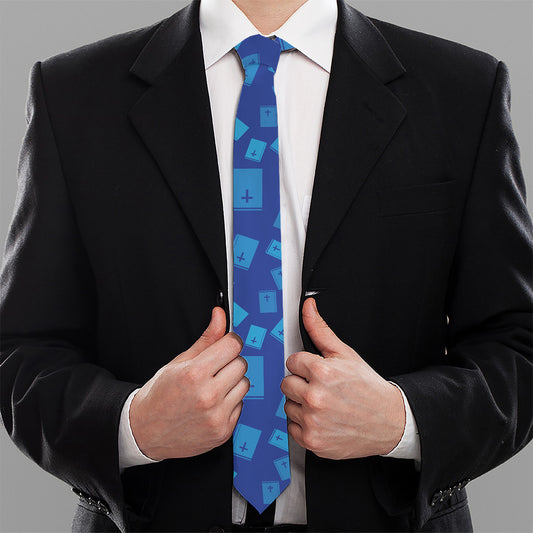 Blue Holy Bible Pattern Print Necktie