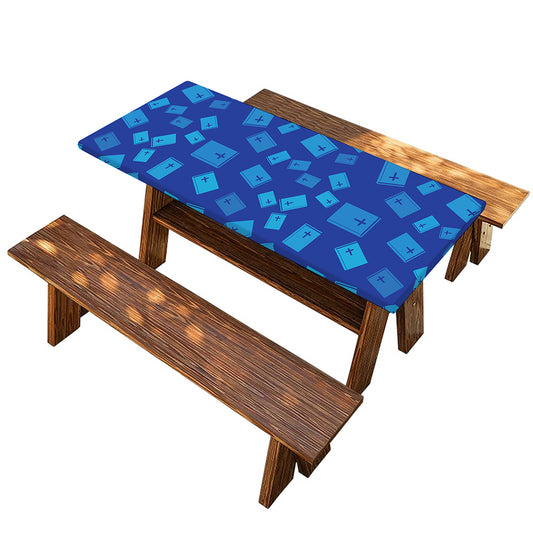 Blue Holy Bible Pattern Print Picnic Table Cover