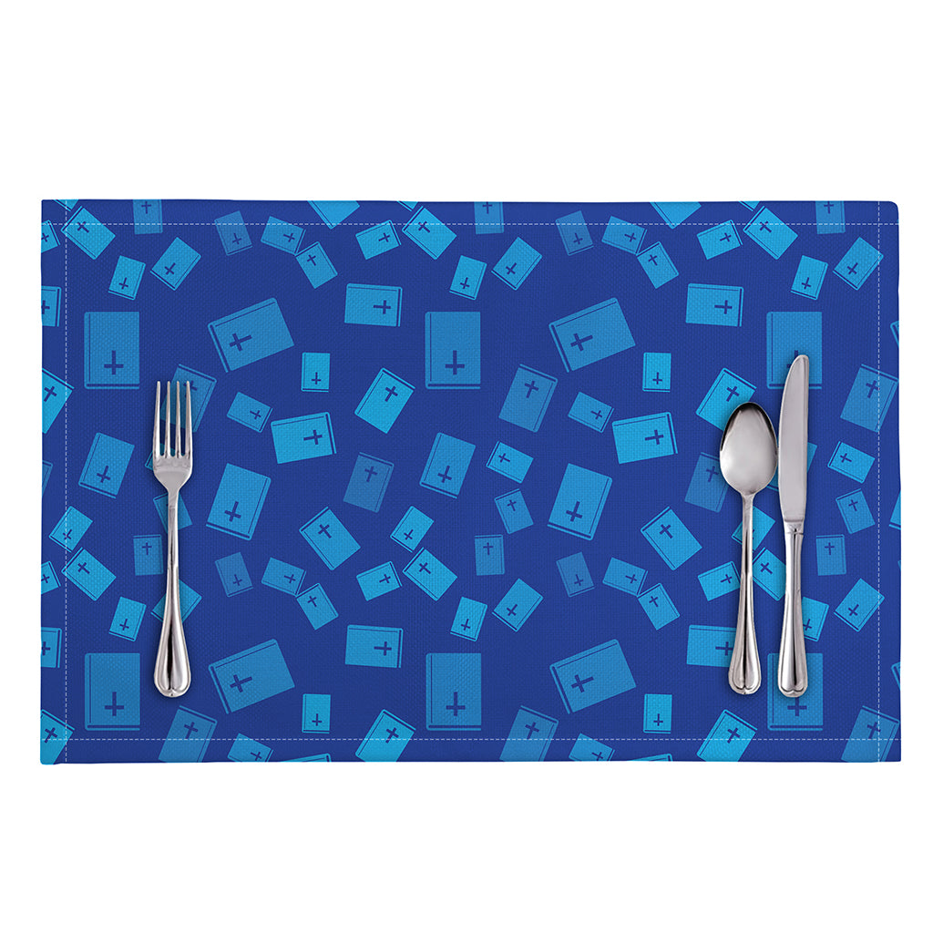 Blue Holy Bible Pattern Print Placemat