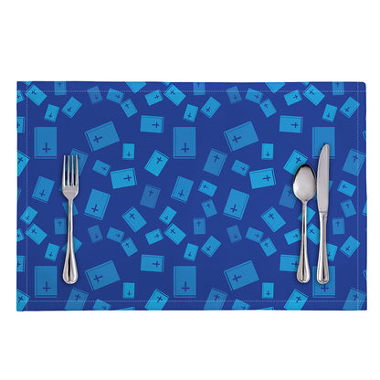 Blue Holy Bible Pattern Print Placemat