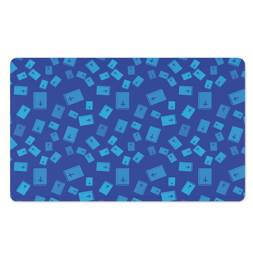 Blue Holy Bible Pattern Print Polyester Doormat