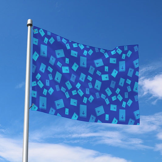 Blue Holy Bible Pattern Print Polyester Flag