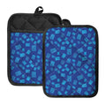 Blue Holy Bible Pattern Print Pot Holders With Pocket