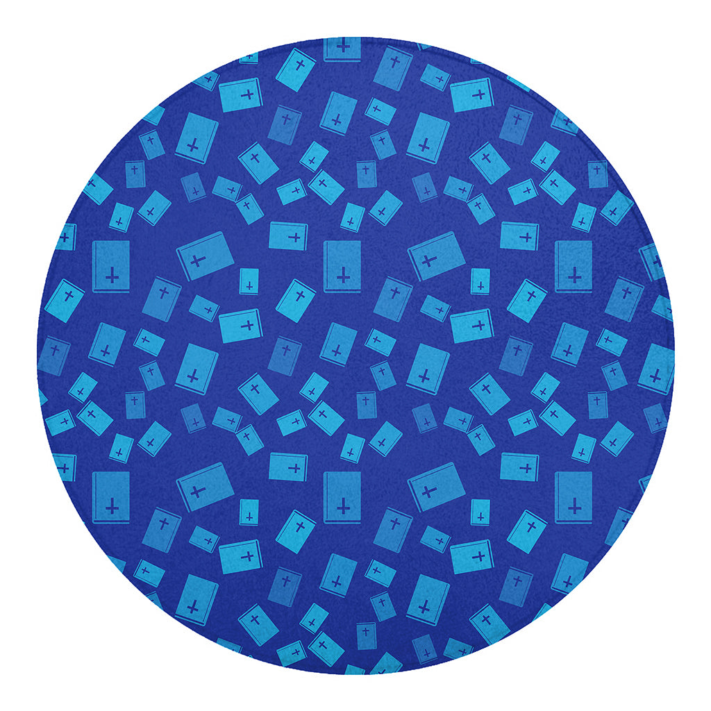 Blue Holy Bible Pattern Print Round Blanket